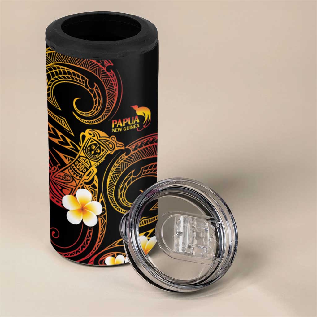 Personalised Papua New Guinea Sepik 4 in 1 Can Cooler Tumbler Plumeria Floral Tribal Pattern - Polynesian Pride