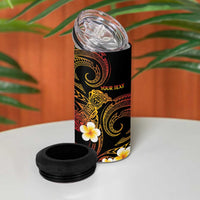 Personalised Papua New Guinea Sepik 4 in 1 Can Cooler Tumbler Plumeria Floral Tribal Pattern - Polynesian Pride