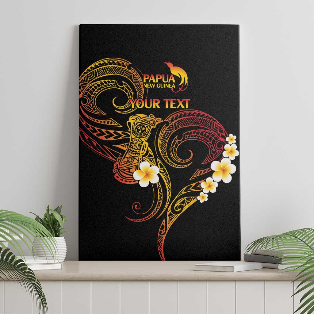 Personalised Papua New Guinea Sepik Canvas Wall Art Plumeria Floral Tribal Pattern - Polynesian Pride