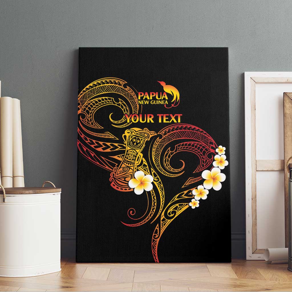 Personalised Papua New Guinea Sepik Canvas Wall Art Plumeria Floral Tribal Pattern - Polynesian Pride