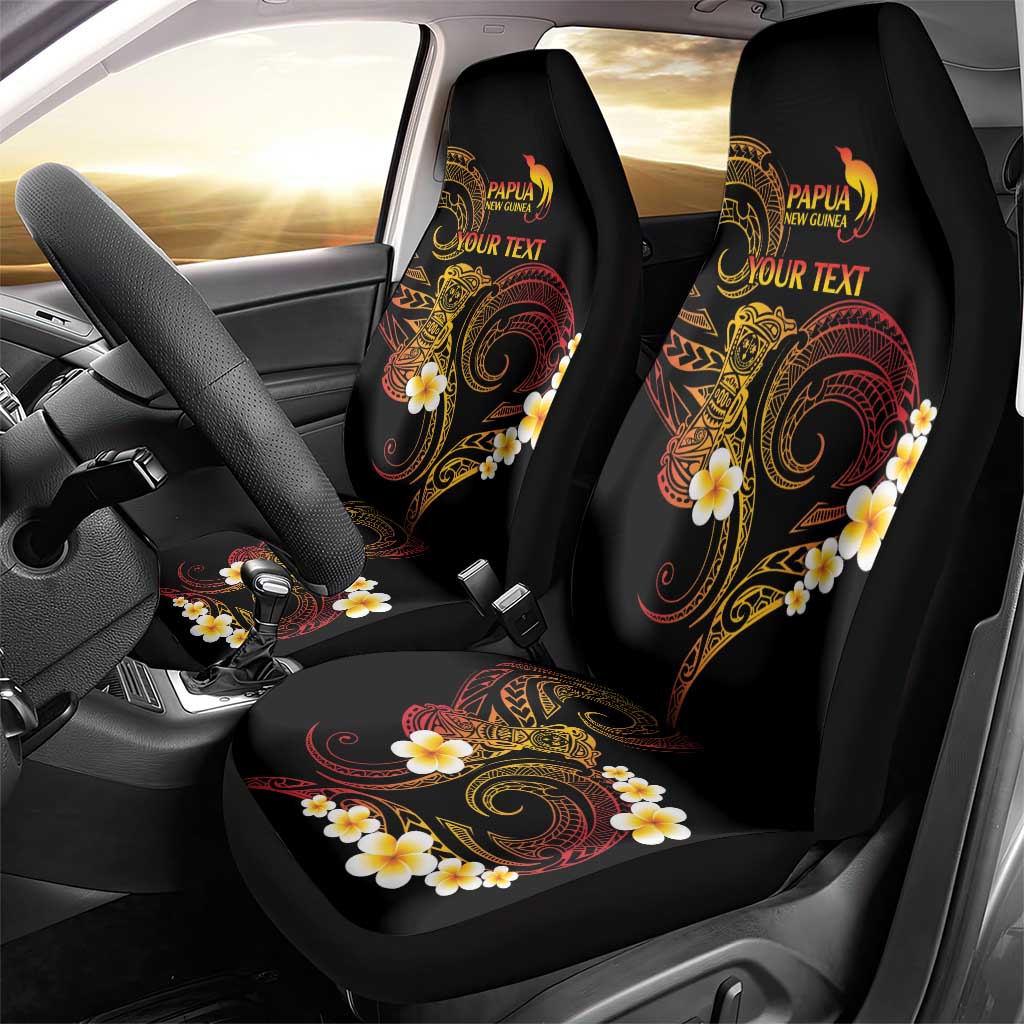 Personalised Papua New Guinea Sepik Car Seat Cover Plumeria Floral Tribal Pattern - Polynesian Pride