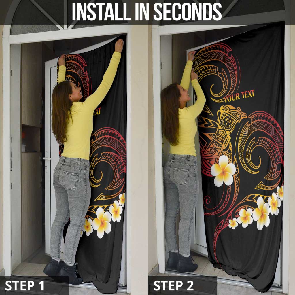 Personalised Papua New Guinea Sepik Door Cover Plumeria Floral Tribal Pattern - Polynesian Pride