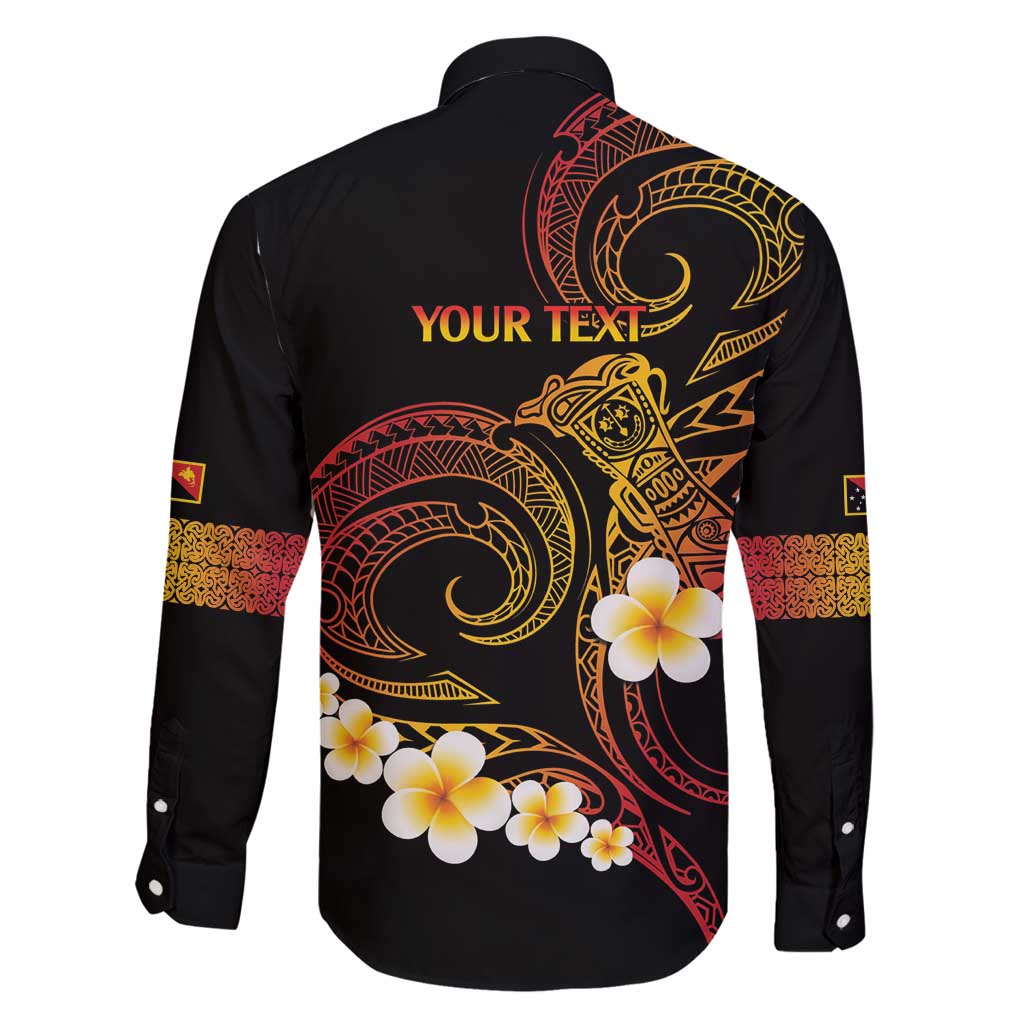 Personalised Papua New Guinea Sepik Family Matching Long Sleeve Bodycon Dress and Hawaiian Shirt Plumeria Floral Tribal Pattern - Polynesian Pride
