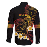 Personalised Papua New Guinea Sepik Family Matching Long Sleeve Bodycon Dress and Hawaiian Shirt Plumeria Floral Tribal Pattern - Polynesian Pride
