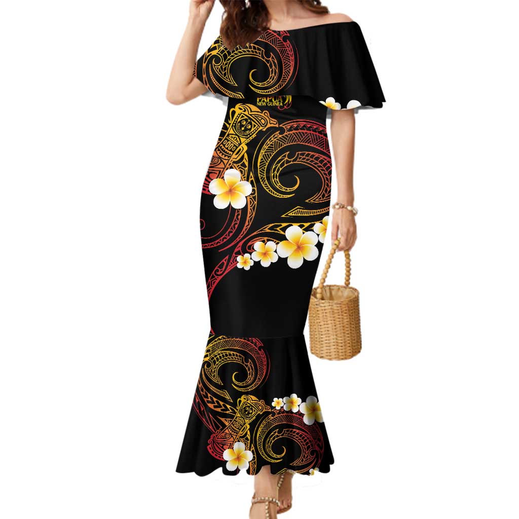 Personalised Papua New Guinea Sepik Family Matching Mermaid Dress and Hawaiian Shirt Plumeria Floral Tribal Pattern - Polynesian Pride