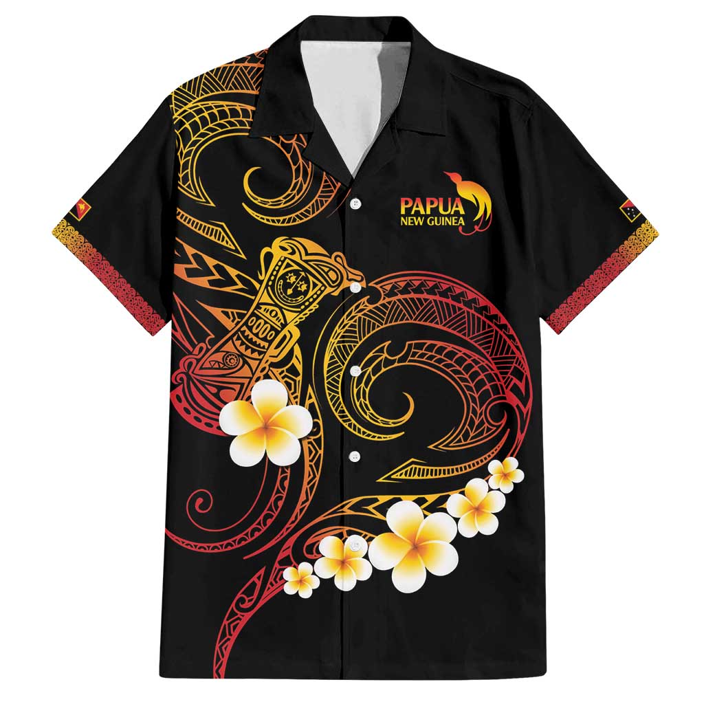 Personalised Papua New Guinea Sepik Family Matching Off Shoulder Short Dress and Hawaiian Shirt Plumeria Floral Tribal Pattern - Polynesian Pride