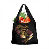 Personalised Papua New Guinea Sepik Grocery Bag Plumeria Floral Tribal Pattern - Polynesian Pride