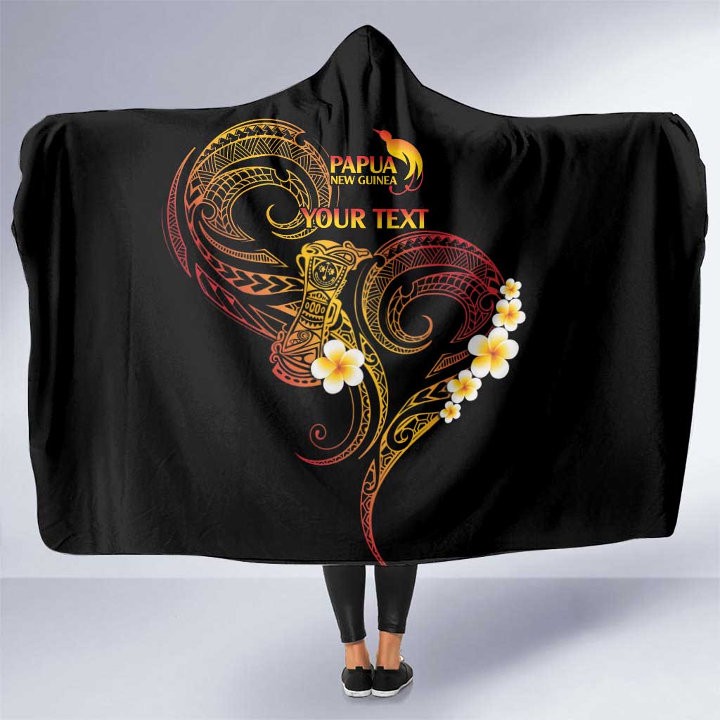 Personalised Papua New Guinea Sepik Hooded Blanket Plumeria Floral Tribal Pattern - Polynesian Pride