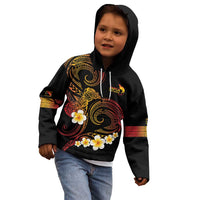 Personalised Papua New Guinea Sepik Kid Hoodie Plumeria Floral Tribal Pattern - Polynesian Pride