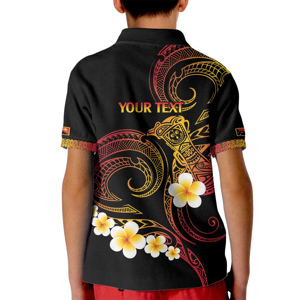 Personalised Papua New Guinea Sepik Kid Polo Shirt Plumeria Floral Tribal Pattern - Polynesian Pride
