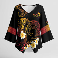 Personalised Papua New Guinea Sepik Kimono Sleeve Blouse Plumeria Floral Tribal Pattern - Polynesian Pride