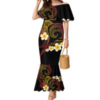 Personalised Papua New Guinea Sepik Mermaid Dress Plumeria Floral Tribal Pattern - Polynesian Pride