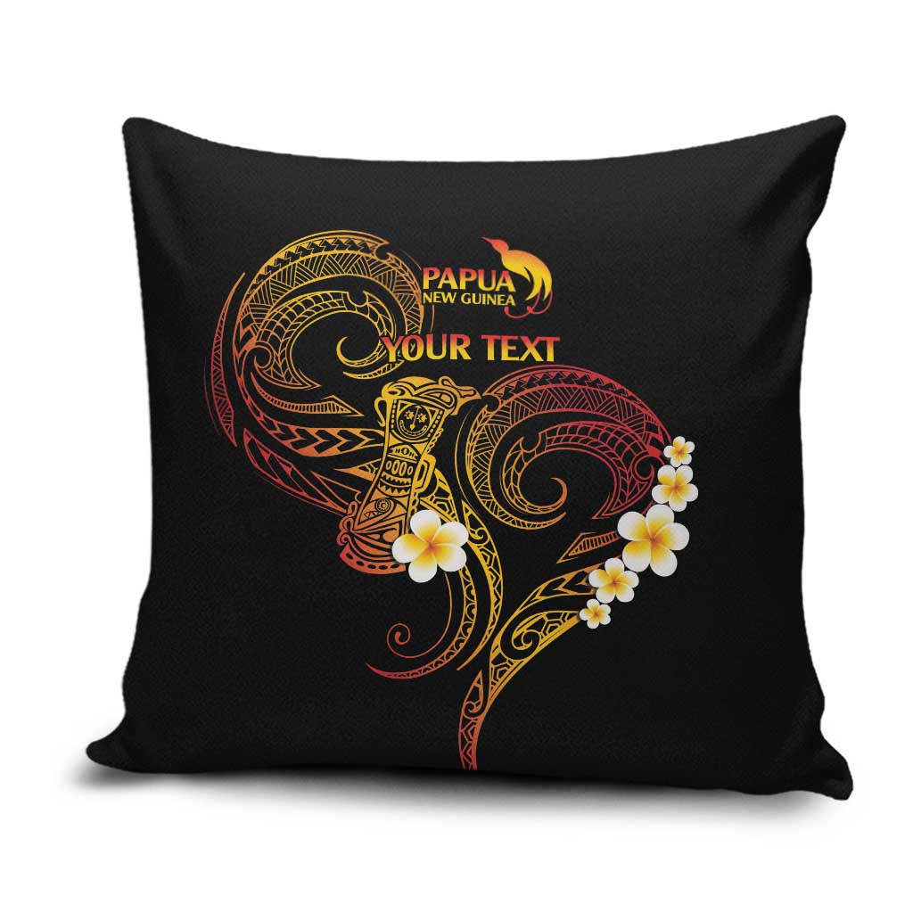 Personalised Papua New Guinea Sepik Pillow Cover Plumeria Floral Tribal Pattern - Polynesian Pride