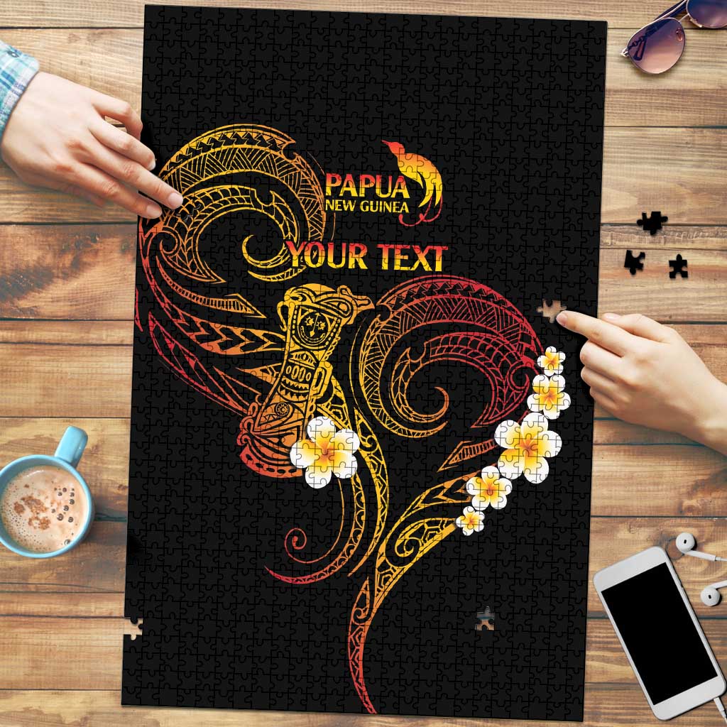 Personalised Papua New Guinea Sepik Puzzle Plumeria Floral Tribal Pattern - Polynesian Pride