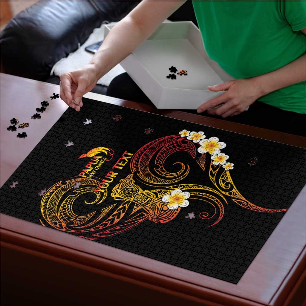 Personalised Papua New Guinea Sepik Puzzle Plumeria Floral Tribal Pattern - Polynesian Pride