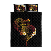 Personalised Papua New Guinea Sepik Quilt Bed Set Plumeria Floral Tribal Pattern - Polynesian Pride