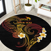 Personalised Papua New Guinea Sepik Round Carpet Plumeria Floral Tribal Pattern - Polynesian Pride