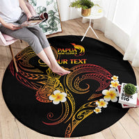 Personalised Papua New Guinea Sepik Round Carpet Plumeria Floral Tribal Pattern - Polynesian Pride
