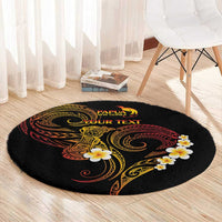 Personalised Papua New Guinea Sepik Round Carpet Plumeria Floral Tribal Pattern - Polynesian Pride