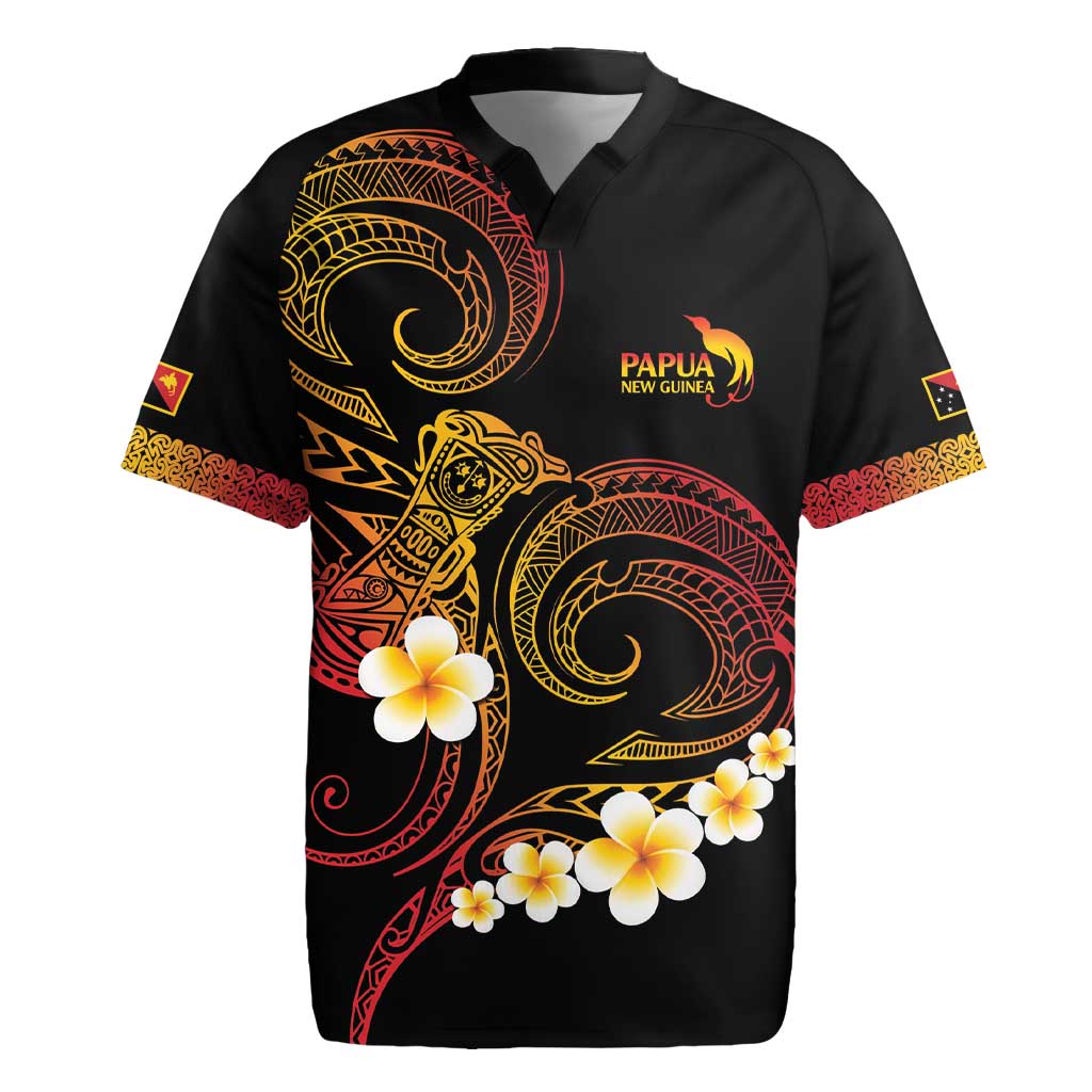 Personalised Papua New Guinea Sepik Rugby Jersey Plumeria Floral Tribal Pattern - Polynesian Pride