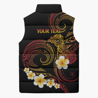 Personalised Papua New Guinea Sepik Sleeveless Puffer Jacket Plumeria Floral Tribal Pattern - Polynesian Pride