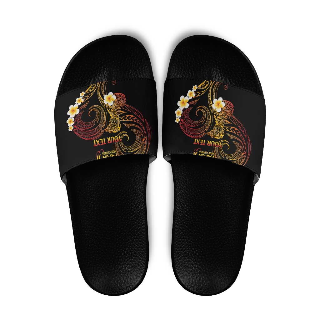 Personalised Papua New Guinea Sepik Slide Sandals Plumeria Floral Tribal Pattern - Polynesian Pride