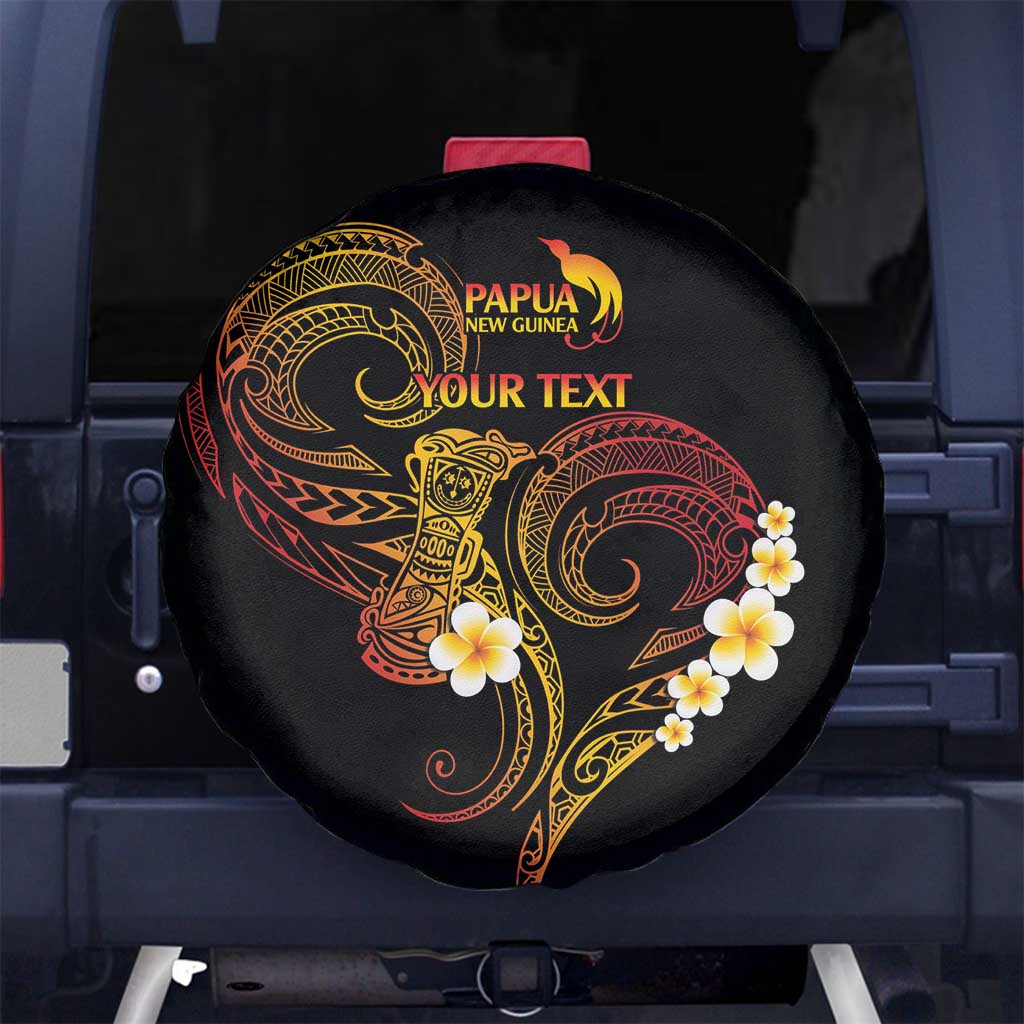 Personalised Papua New Guinea Sepik Spare Tire Cover Plumeria Floral Tribal Pattern - Polynesian Pride