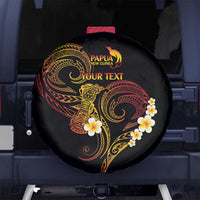 Personalised Papua New Guinea Sepik Spare Tire Cover Plumeria Floral Tribal Pattern - Polynesian Pride