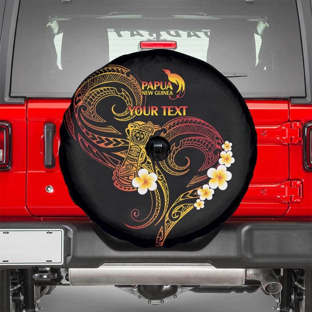 Personalised Papua New Guinea Sepik Spare Tire Cover Plumeria Floral Tribal Pattern - Polynesian Pride