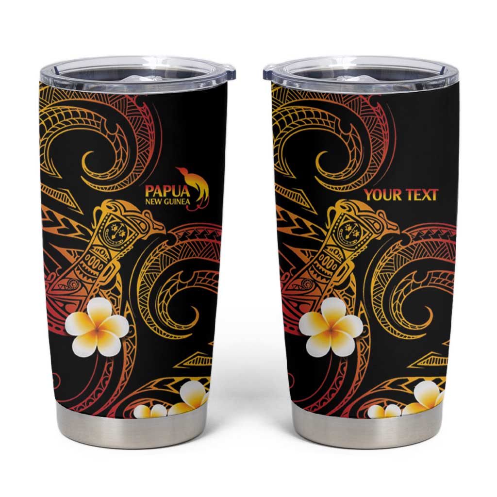 Personalised Papua New Guinea Sepik Tumbler Cup Plumeria Floral Tribal Pattern - Polynesian Pride