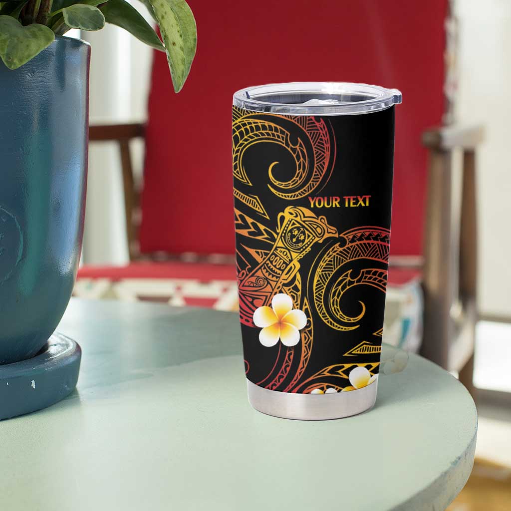 Personalised Papua New Guinea Sepik Tumbler Cup Plumeria Floral Tribal Pattern - Polynesian Pride
