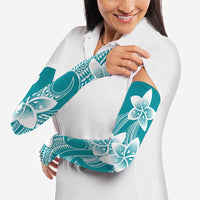 Polynesian Plumeria Flowers Tribal Arm Sleeves Pacific Tattoo Teal Style - Polynesian Pride