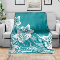Polynesian Plumeria Flowers Tribal Blanket Pacific Tattoo Teal Style - Polynesian Pride