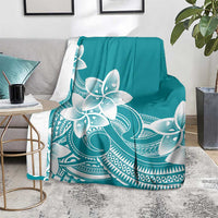 Polynesian Plumeria Flowers Tribal Blanket Pacific Tattoo Teal Style - Polynesian Pride