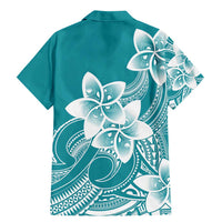 Polynesian Plumeria Flowers Tribal Family Matching Mermaid Dress and Hawaiian Shirt Pacific Tattoo Teal Style - Polynesian Pride