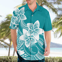 Polynesian Plumeria Flowers Tribal Hawaiian Shirt Pacific Tattoo Teal Style - Polynesian Pride