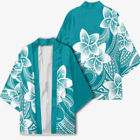 Polynesian Plumeria Flowers Tribal Kimono Pacific Tattoo Teal Style - Polynesian Pride