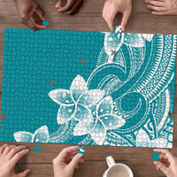 Polynesian Plumeria Flowers Tribal Puzzle Pacific Tattoo Teal Style - Polynesian Pride