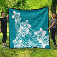 Polynesian Plumeria Flowers Tribal Quilt Pacific Tattoo Teal Style - Polynesian Pride