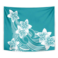 Polynesian Plumeria Flowers Tribal Tapestry Pacific Tattoo Teal Style - Polynesian Pride