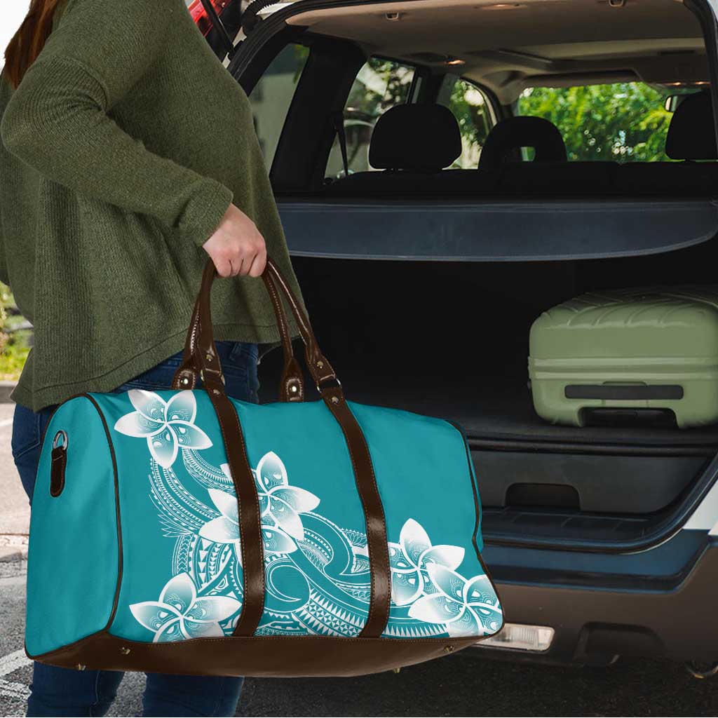 Polynesian Plumeria Flowers Tribal Travel Bag Pacific Tattoo Teal Style - Polynesian Pride