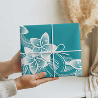 Polynesian Plumeria Flowers Tribal Wrapping Paper Pacific Tattoo Teal Style - Polynesian Pride