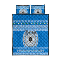 Personalised Fiji Marau Na Kerisimasi Quilt Bed Set Merry Christmas Tapa Pattern Blue Style LT9 Red - Polynesian Pride