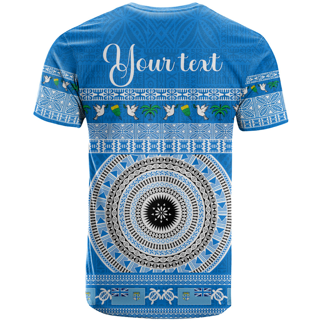 Personalised Fiji Marau Na Kerisimasi T Shirt Merry Christmas Tapa Pattern Blue Style LT9 - Polynesian Pride