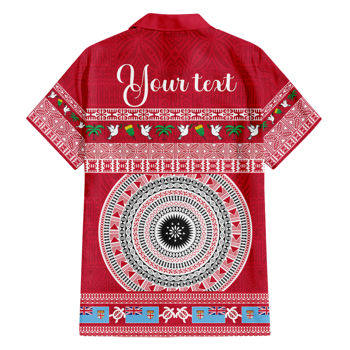 Personalised Fiji Marau Na Kerisimasi Family Matching Long Sleeve Bodycon Dress and Hawaiian Shirt Merry Christmas Tapa Pattern Red Style LT9 - Polynesian Pride