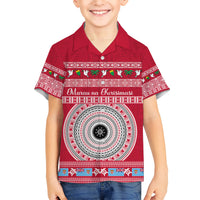 Personalised Fiji Marau Na Kerisimasi Kid Hawaiian Shirt Merry Christmas Tapa Pattern Red Style LT9 Kid Red - Polynesian Pride