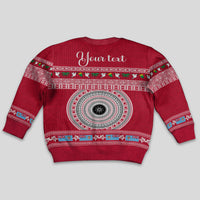 Personalised Fiji Marau Na Kerisimasi Kid Ugly Christmas Sweater Merry Christmas Tapa Pattern Red Style LT9 - Polynesian Pride