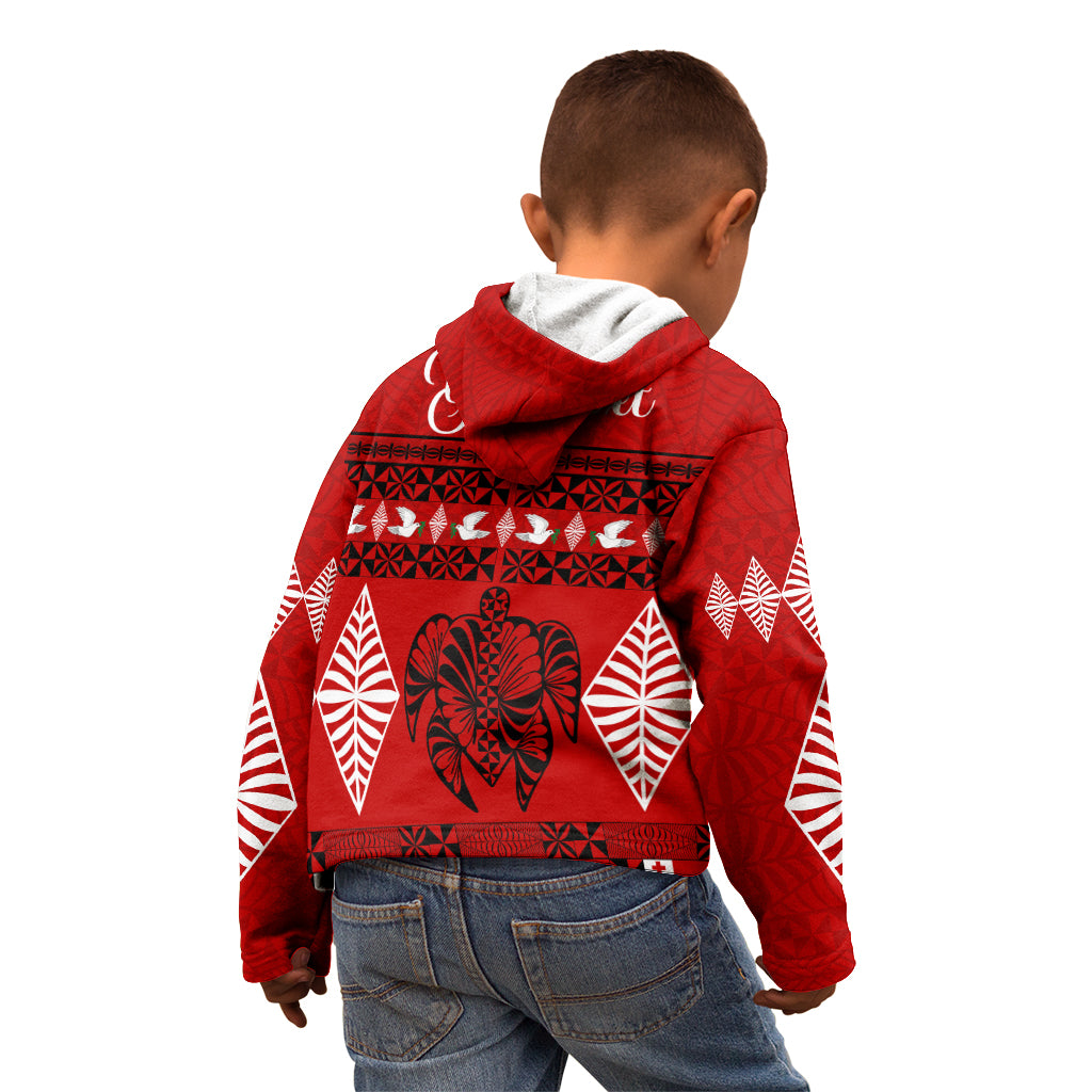 Personalised Tonga Kilisimasi Fiefia Kid Hoodie Merry Christmas with Turtle Ngatu Pattern LT9 - Polynesian Pride