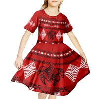 Personalised Tonga Kilisimasi Fiefia Kid Short Sleeve Dress Merry Christmas with Turtle Ngatu Pattern LT9 - Polynesian Pride