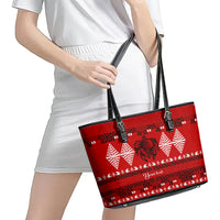 Personalised Tonga Kilisimasi Fiefia Leather Tote Bag Merry Christmas with Turtle Ngatu Pattern LT9 - Polynesian Pride
